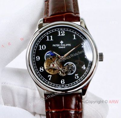 Low Price Patek Philippe Calatrava Tourbillon Watches SS Black Dial